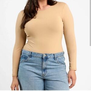 Nuuds Bodysuit Long Sleeve Beige Sz L 620